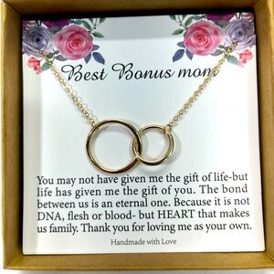 IEFLIFE BEST BONUS‎ MOM Gold Interlocking Circle Necklace 16-20” 14K Gold Plated